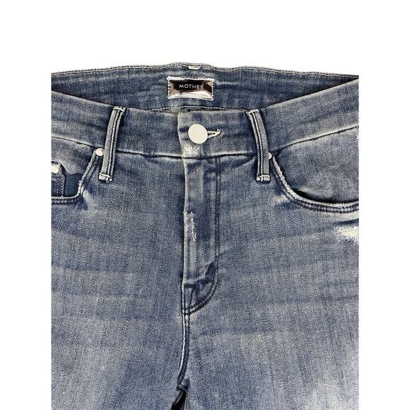 Mother The Looker in Graffiti Girl Blue Denim Jeans Zip Button 5 Pockets Size 26 - Picture 6 of 11